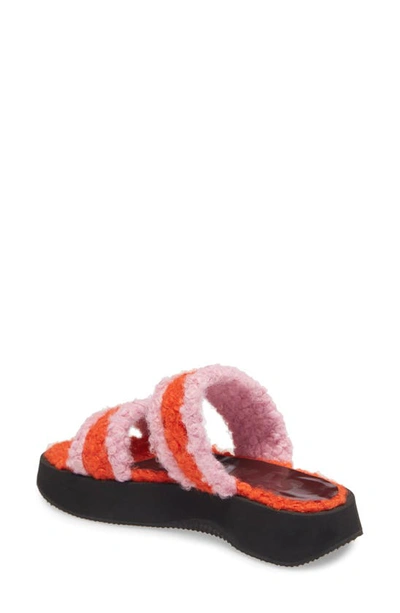 Shop Staud Faux Shearling Slide Sandal In Rosebud/ Poppy
