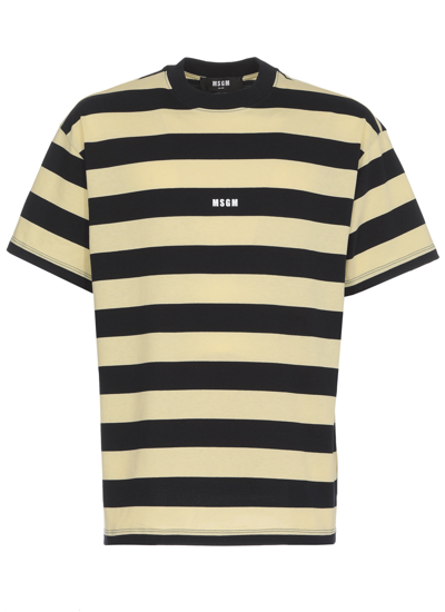Shop Msgm T-shirts And Polos In Blu Navy/yellow