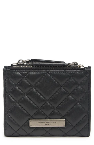 Shop Kurt Geiger Diamond Quilt Leather Bifold Wallet In Black