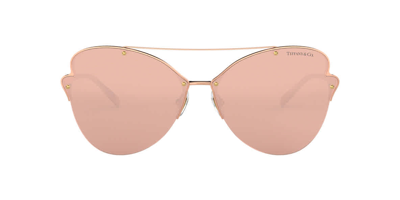 Shop Tiffany & Co Clear Mirrored Real Rose Gold Butterfly Ladies Sunglasses Tf3063 6105e0 64 In Gold Tone,pink,rose Gold Tone