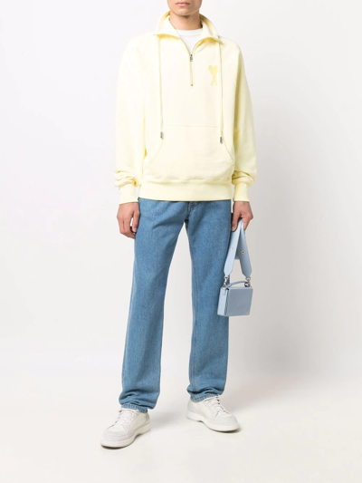 Shop Ami Alexandre Mattiussi Ami De Coeur Half-zip Sweatshirt In Yellow