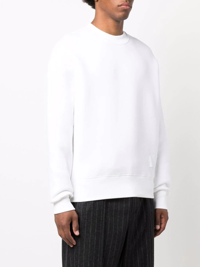 Shop Ami Alexandre Mattiussi Logo-patch Crew-neck Sweatshirt In White