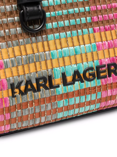 Shop Karl Lagerfeld K/skuare Raffia Small Tote In Pink