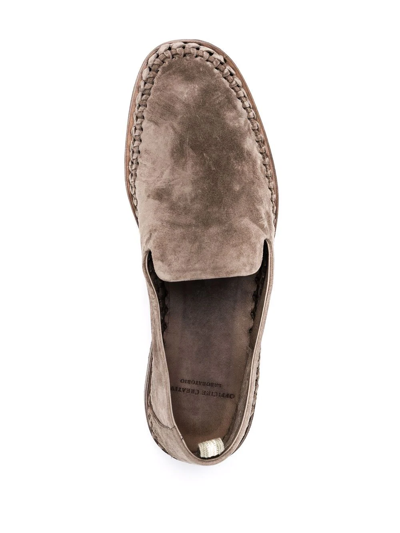 Officine Creative Miles Braided Suede Loafers In Braun