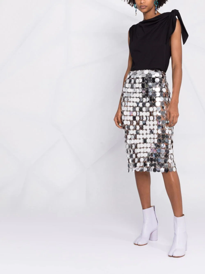 Shop Rabanne Mirror-effect Sequin Midi Skirt In Grau