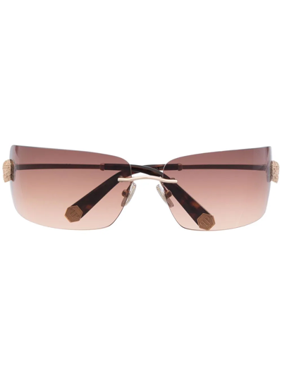 Shop Philipp Plein Irresistible Rimless Sunglasses In Gold