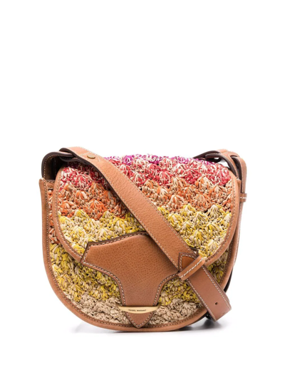 Shop Isabel Marant Raffia-design Leather Shoulder Bag In Brown