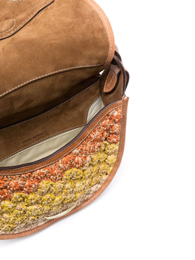 Shop Isabel Marant Raffia-design Leather Shoulder Bag In Brown