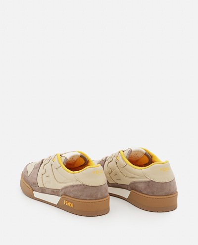 Shop Fendi Low-top Logoed Sneakers In Beige