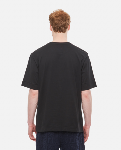 Shop Fendi Applied Patch Cotton T-shirt In Black