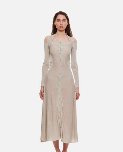 Shop Jacquemus La Robe Lagoa Viscose Dress In Grey