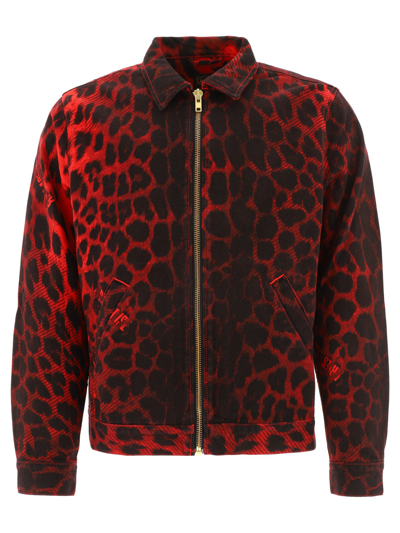 Shop Aries "leopard" Jacket In Red