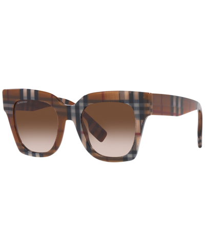 Shop Burberry Women's Sunglasses, Be4364 Kitty In Brown Check
