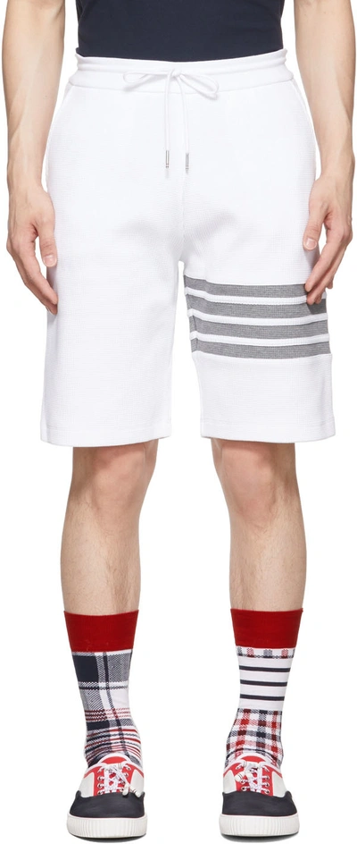 Shop Thom Browne White 4-bar Shorts In 100 White