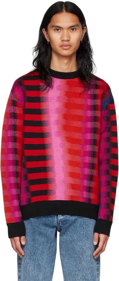Shop Agr Red Wool Sweater In Red/pnk/blk