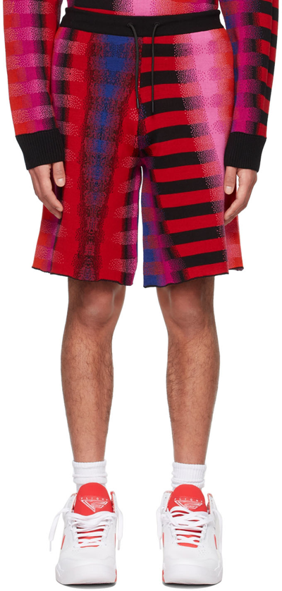 Shop Agr Red Merino Wool Shorts In Red/pnk/blk