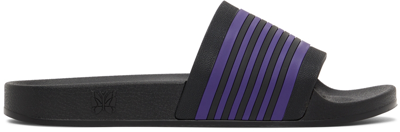 Shop Needles Black & Purple Track Line Shower Sandals In Black/purple