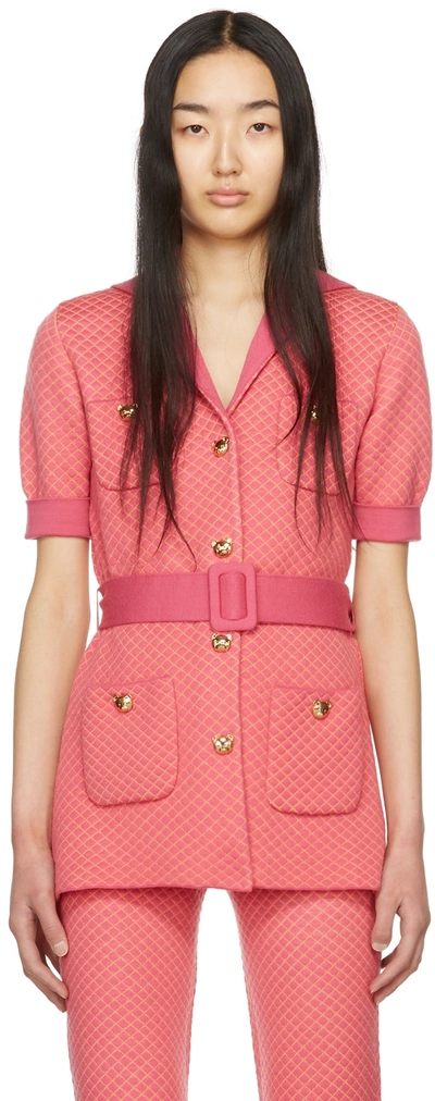 Shop Moschino Pink Teddy Jacket In J1206 Pink