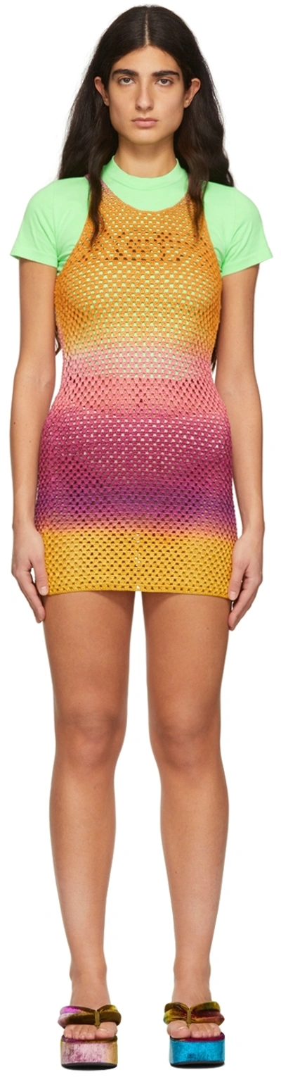 Shop Agr Orange Cotton Mini Dress In Multi Ombre