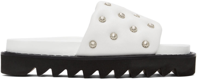 Shop Toga White Leather Slip-on Sandals In Aj1168 - White