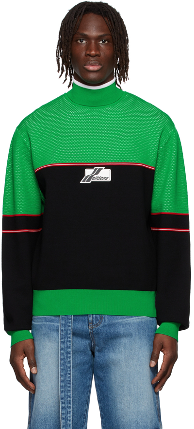 We11 Done Black Viscose Turtleneck In Green