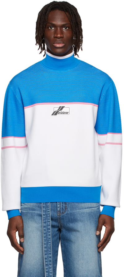We11 Done White Viscose Turtleneck In Blue