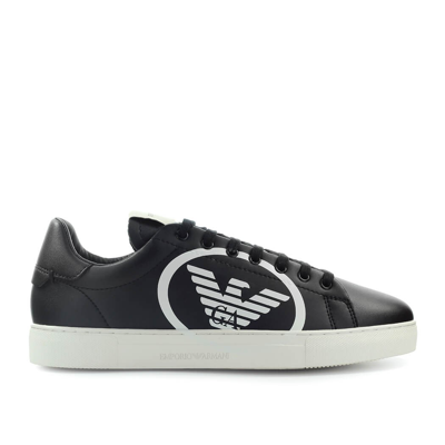 Shop Emporio Armani Black Sneaker With Maxi Logo