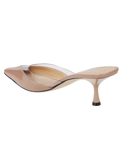 Sergio Rossi Leather Heeled Mules In Bright Skin/trasparente