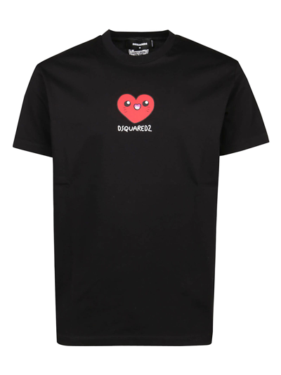 Heart-motif Cotton T-shirt In Black | ModeSens