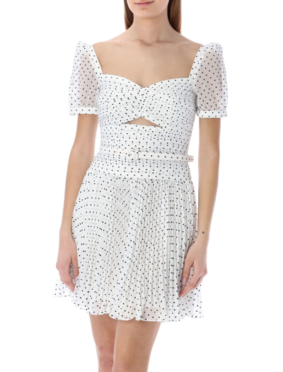 Shop Self-portrait Crinkle Chiffon Dot Mini Dress In White