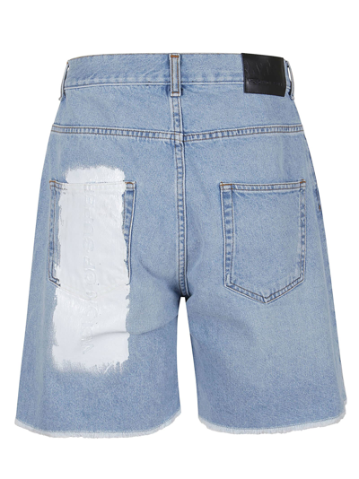 Shop Vision Of Super Blue Dneim Shorts With White Coating