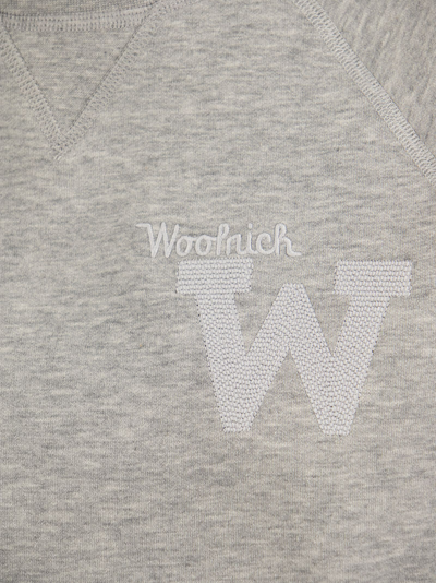 Shop Woolrich American Crewneck Sweatshirt With Embroidered Logo In Melange Grey