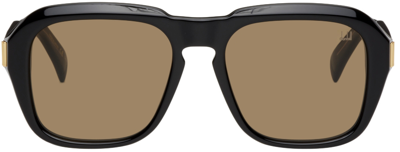 Shop Dunhill Black Square Sunglasses In Black/brown