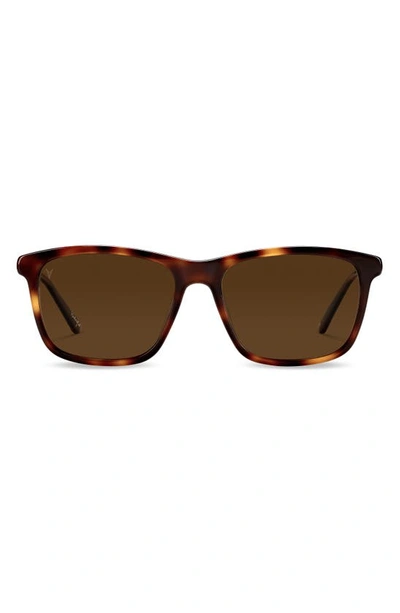 Shop Vincero Presley 56mm Polarized Rectangle Sunglasses In Rye Tortoise Brown