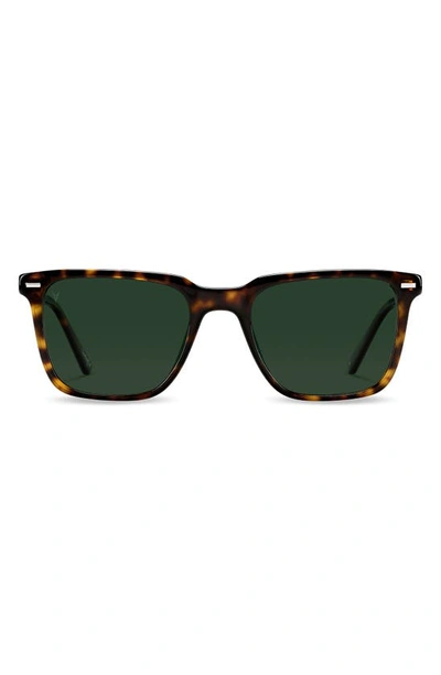 Shop Vincero Cooper 50mm Polarized Rectangle Sunglasses In Brindle Tortoise Green