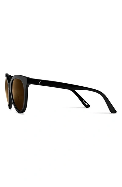 Shop Vincero Demi 53mm Polarized Round Sunglasses In Jet Black Brown