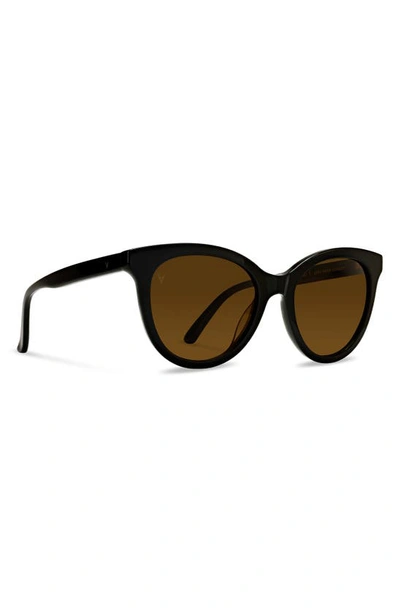 Shop Vincero Demi 53mm Polarized Round Sunglasses In Jet Black Brown