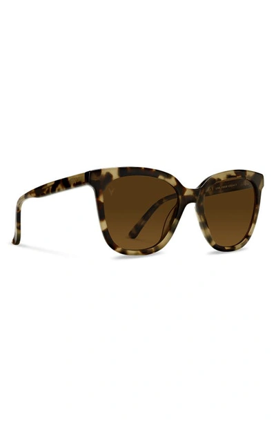 Shop Vincero Ellison 54mm Polarized Round Sunglasses In Havana Brown
