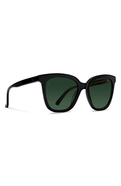 Shop Vincero Ellison 54mm Polarized Round Sunglasses In Jet Black Green