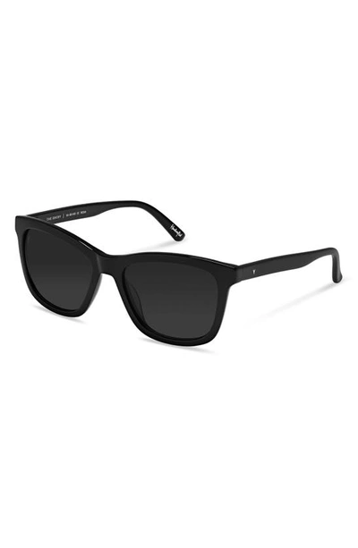 Shop Vincero Emery 56mm Polarized Round Sunglasses In Jet Black Smoke