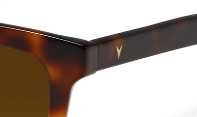 Shop Vincero Emery 56mm Polarized Round Sunglasses In Rye Tortoise Brown