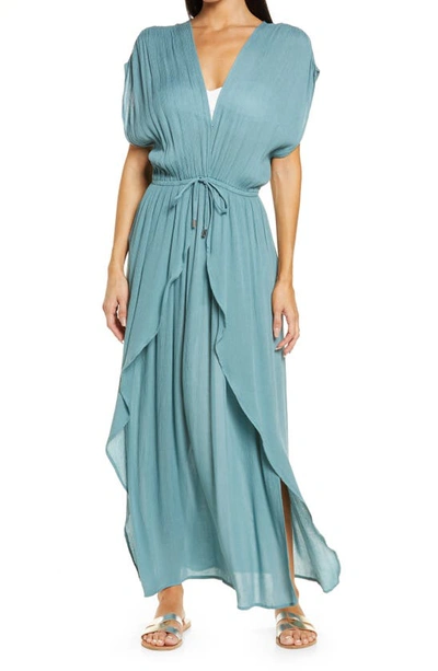 Shop Elan Wrap Maxi Cover-up Dress In Jade
