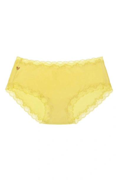 Shop Uwila Warrior Soft Silk Lace Trim Silk Briefs In Lemon Zest