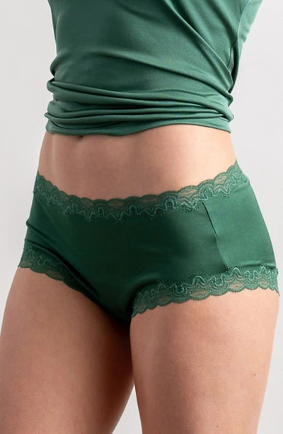 Uwila Warrior Soft Silk Lace Trim Silk Briefs In Smoke Pine