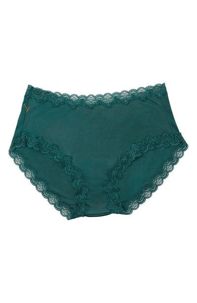Uwila Warrior Soft Silk Lace Trim Silk Briefs In Smoke Pine