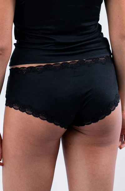 Uwila Warrior Soft Silk Lace Trim Silk Briefs In Tap Shoe Black