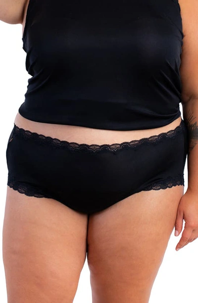 Uwila Warrior Soft Silk Lace Trim Silk Briefs In Tap Shoe Black