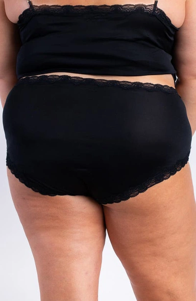 Uwila Warrior Soft Silk Lace Trim Silk Briefs In Tap Shoe Black