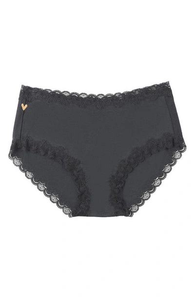 Uwila Warrior Soft Silk Lace Trim Silk Briefs In Tap Shoe Black