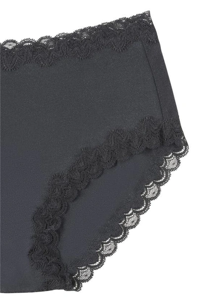 Uwila Warrior Soft Silk Lace Trim Silk Briefs In Tap Shoe Black